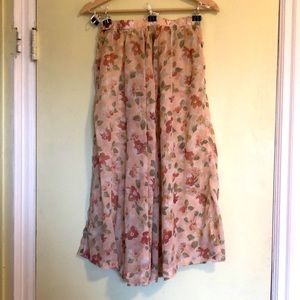 Peach Floral Mid-Length Skirt